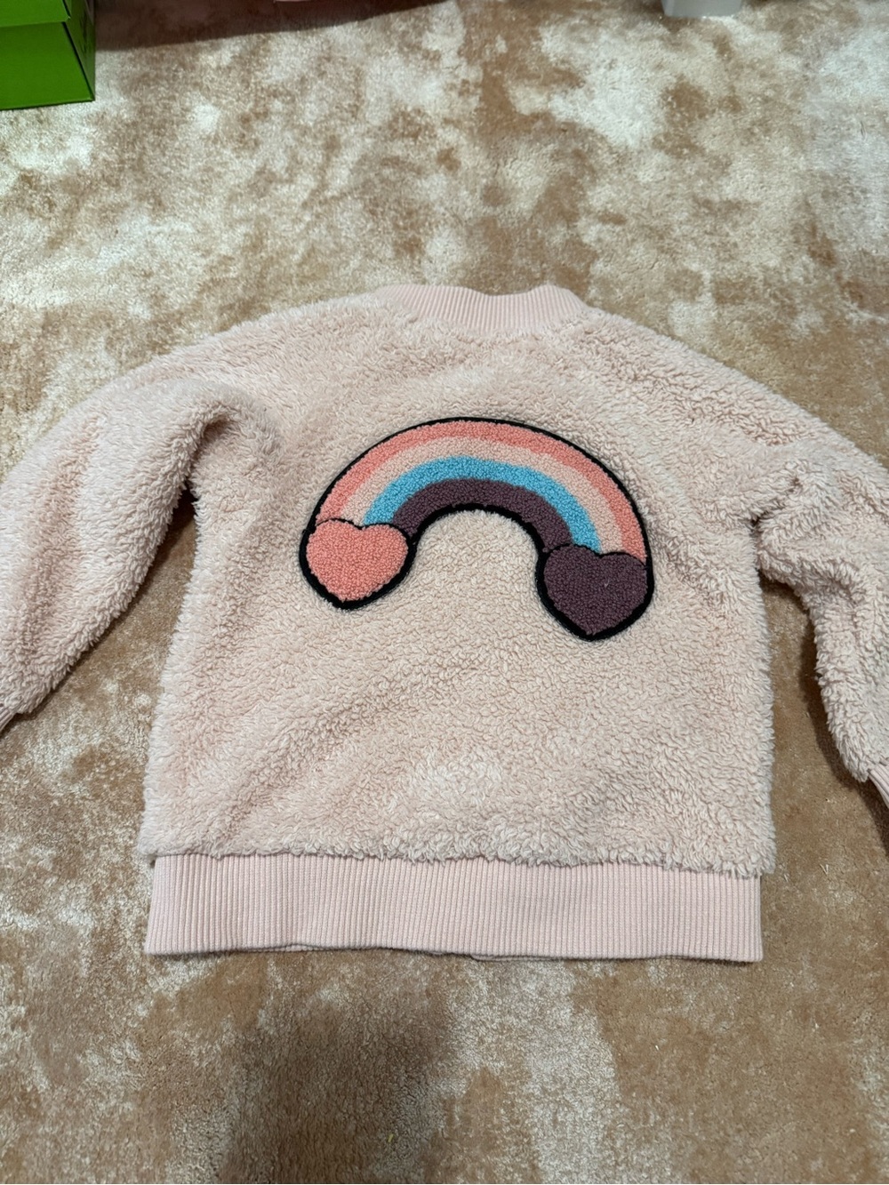 Huxbaby Pink Sherpa Jacket with Rainbow Patch
